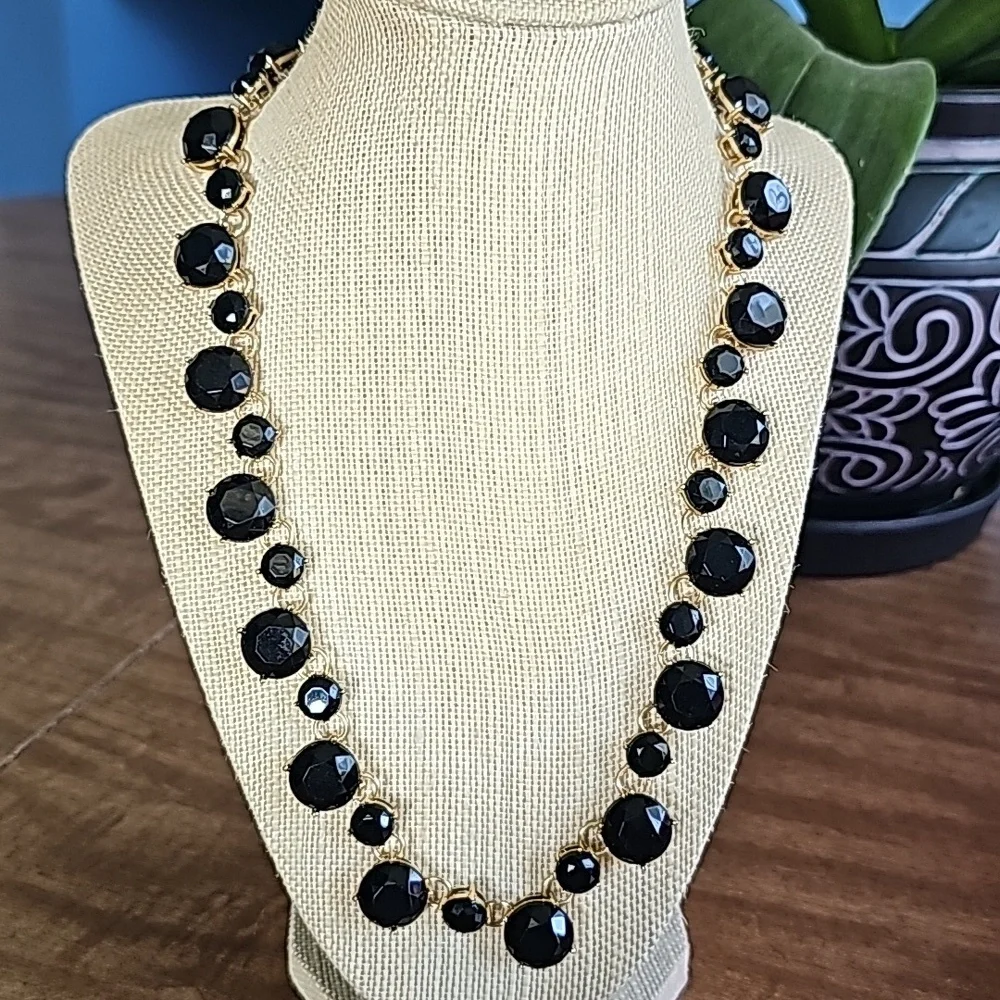 Gold & Black Stones Collar Necklace